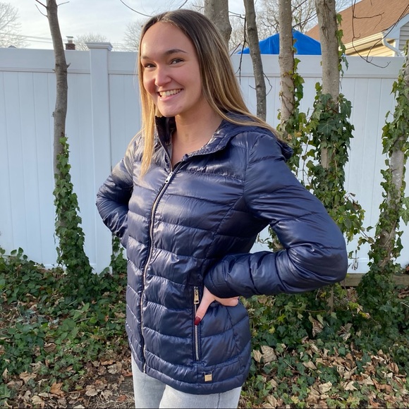 Andrew Marc Jackets \u0026 Coats | Andrew Marc Navy Down Puffer Jacket with Hood | Color: Blue/Gray | Size: S | Yvonnestreasure's Closet